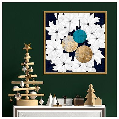 Blue Sophisticated Christmas Iii By Grace Popp Framed Canvas Wall Art Print