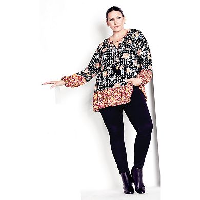 Avenue Women's Plus Size Imari Empire Waist Spliced Top