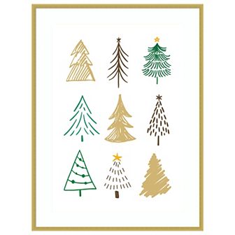 Christmas Trees 1 By Kristina N. Wood Framed Wall Art Print