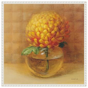 Chrysanthemum In Glass By Danhui Nai Framed Canvas Wall Art Print