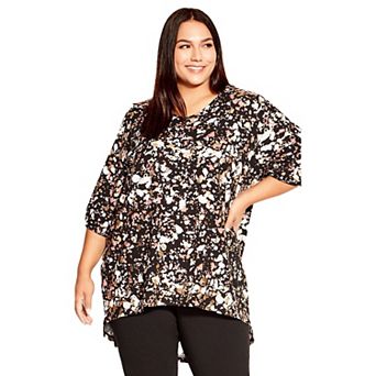 Avenue Women's Plus Size Leila Foil Print Top