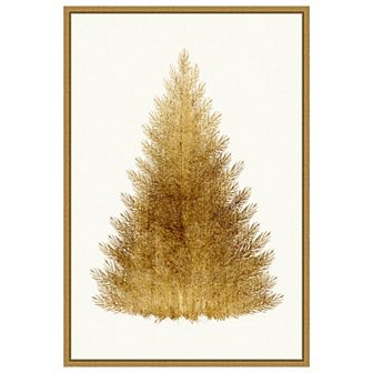 Tan Christmas Tree By Kubistika Framed Canvas Wall Art Print