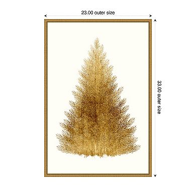 Tan Christmas Tree By Kubistika Framed Canvas Wall Art Print