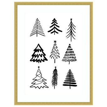 Christmas Trees 3 By Kristina N. Wood Framed Wall Art Print