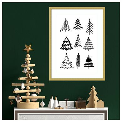 Christmas Trees 3 By Kristina N. Wood Framed Wall Art Print