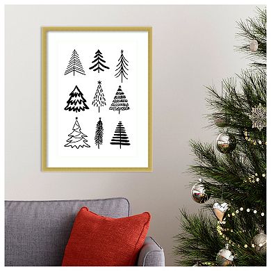 Christmas Trees 3 By Kristina N. Wood Framed Wall Art Print