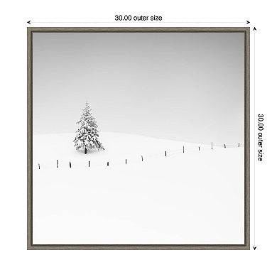 Lone Tree In Snow By Alexej Schulz Framed Canvas Wall Art Print