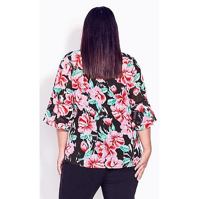 Avenue Women's Plus Size Alex Double Flutter Top