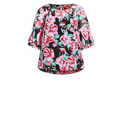 Avenue Women's Plus Size Alex Double Flutter Top