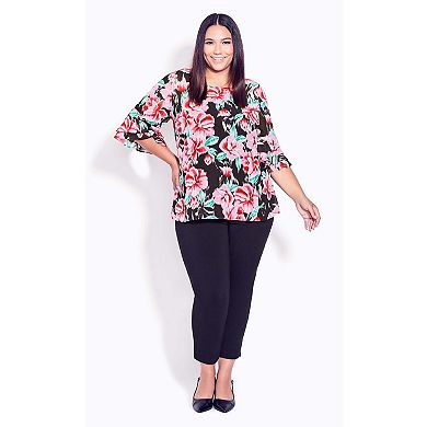 Avenue Women's Plus Size Alex Double Flutter Top