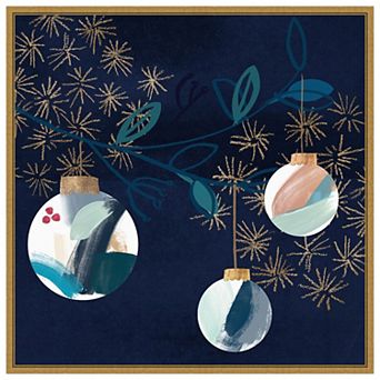 Crafty Blue Christmas Ii By Jennifer Paxton Parker Framed Canvas Wall Art Print