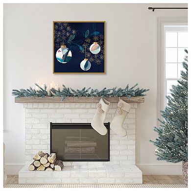 Crafty Blue Christmas Ii By Jennifer Paxton Parker Framed Canvas Wall Art Print