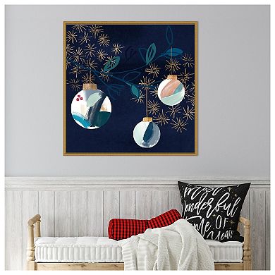 Crafty Blue Christmas Ii By Jennifer Paxton Parker Framed Canvas Wall Art Print