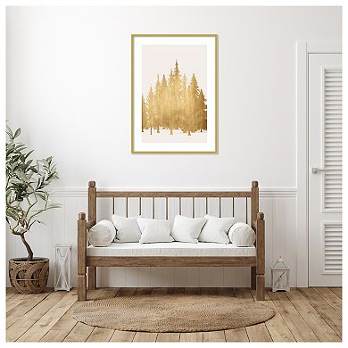 Tan Trees By Kubistika Wood Framed Wall Art Print