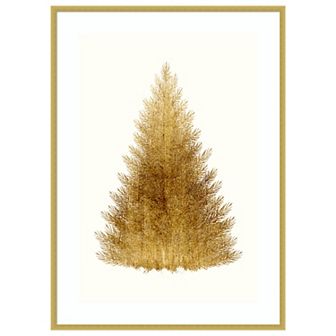 Tan Christmas Tree By Kubistika Wood Framed Wall Art Print