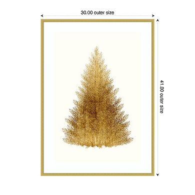 Tan Christmas Tree By Kubistika Wood Framed Wall Art Print