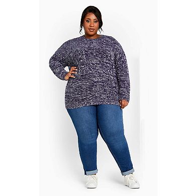 Avenue Women's Plus Size Charli Drop Shoulder Cable Sweater