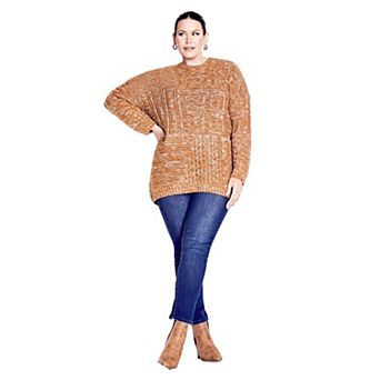 Avenue Women's Plus Size Charli Drop Shoulder Cable Sweater
