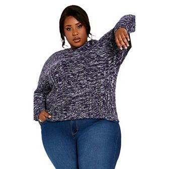Avenue Women's Plus Size Charli Drop Shoulder Cable Sweater