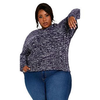 Avenue Women's Plus Size Charli Drop Shoulder Cable Sweater