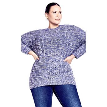 Avenue Women's Plus Size Charli Drop Shoulder Cable Sweater