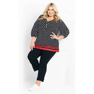 Avenue Women's Plus Size Malia Zip Border Top
