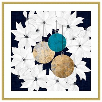 Blue Sophisticated Christmas Iii By Grace Popp Wood Framed Wall Art Print