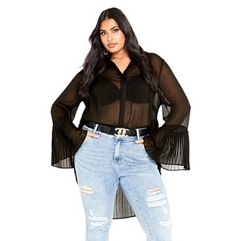 Avenue Women's Plus Size Perla Pleat Shirt