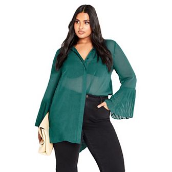 Avenue Women's Plus Size Perla Pleat Shirt