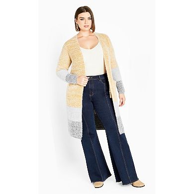 Avenue Women's Plus Size Elise Color Block Knitted Cardigan