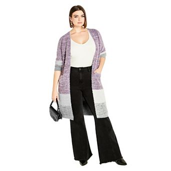Avenue Women's Plus Size Elise Color Block Knitted Cardigan