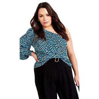 Avenue Women's Plus Size Eva One Shoulder Top