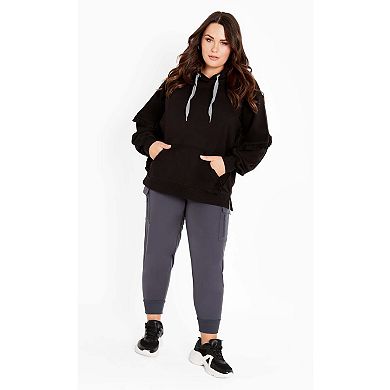 Avenue Women's Plus Size Frill Eggplant Hoodie