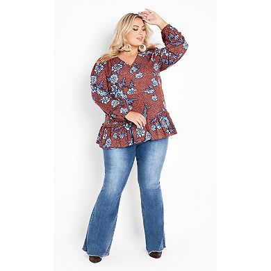 Avenue Women's Plus Size Avril Border Top