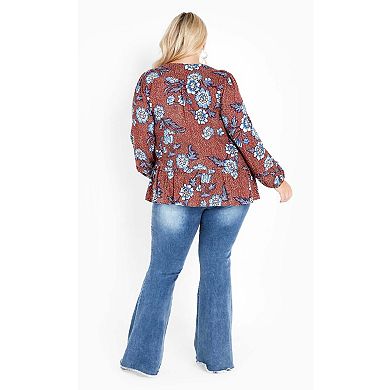 Avenue Women's Plus Size Avril Border Top