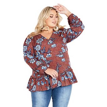 Avenue Women's Plus Size Avril Border Top