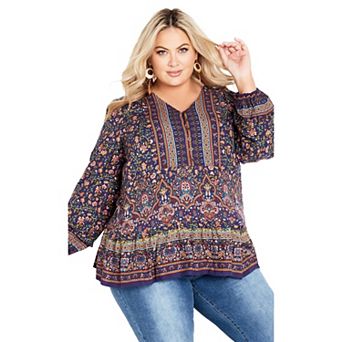Avenue Women's Plus Size Avril Border Top