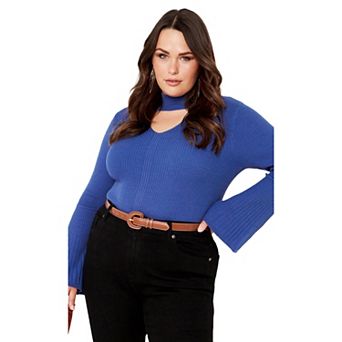 Avenue Women's Plus Size Zoe Ribbed Knit Sweater