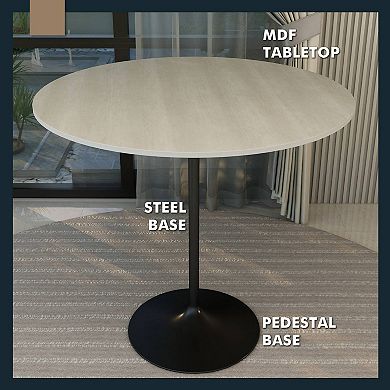 LeisureMod Verve 48" Bar Height Dining Table with MDF Round Top in Light Natural Wood