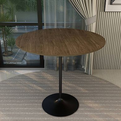 LeisureMod Verve 48" Bar Height Dining Table with MDF Round Top in Light Natural Wood