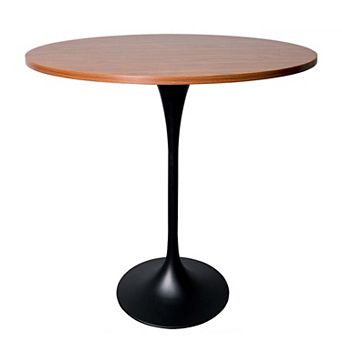 LeisureMod Verve 48" Bar Height Dining Table with MDF Round Top in Light Natural Wood