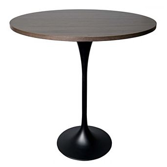 LeisureMod Verve 48" Bar Height Dining Table with MDF Round Top in Light Natural Wood