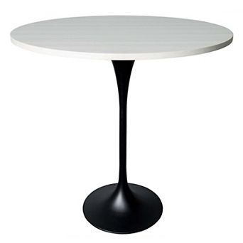 LeisureMod Verve 48" Bar Height Dining Table with MDF Round Top in Light Natural Wood