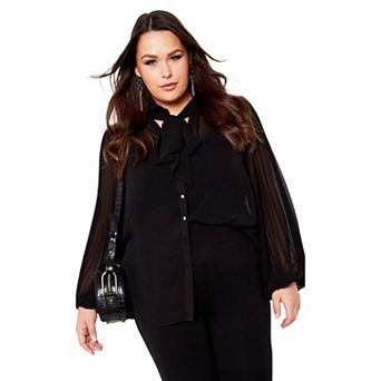 Avenue Women's Plus Size Ivy Pleat Blouse