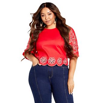 Avenue Women's Plus Size Eternal Embroidered Top