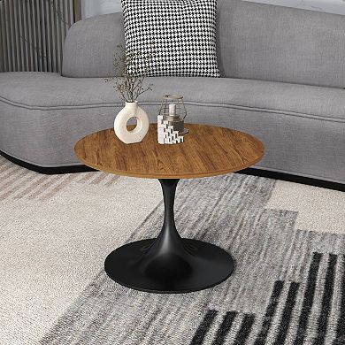 27" Round Coffee Table with MDF Top and Stainless Steel Base Verve Series