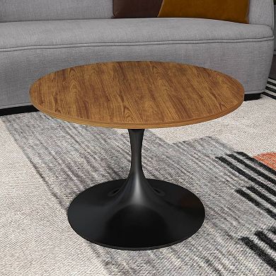 27" Round Coffee Table with MDF Top and Stainless Steel Base Verve Series
