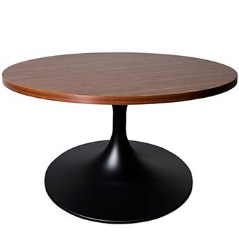 27" Round Coffee Table with MDF Top and Stainless Steel Base Verve Series