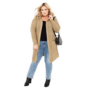 Avenue Women's Plus Size Chelsea Soft Knit Hood Coatigan