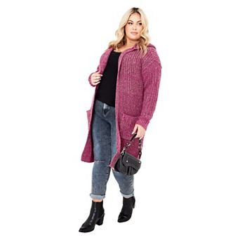 Avenue Women's Plus Size Chelsea Soft Knit Hood Coatigan